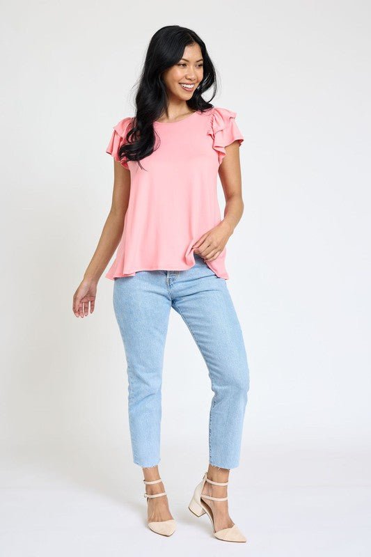 Spring Double Ruffle Sleeve Top - Robbi & Angel