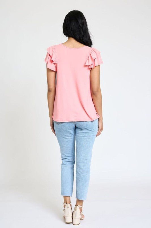 Spring Double Ruffle Sleeve Top - Robbi & Angel