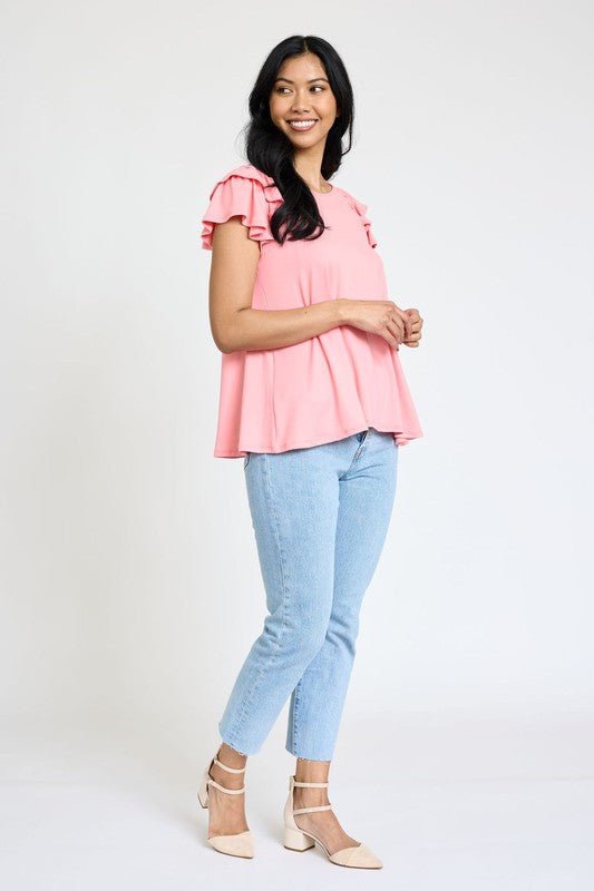 Spring Double Ruffle Sleeve Top - Robbi & Angel