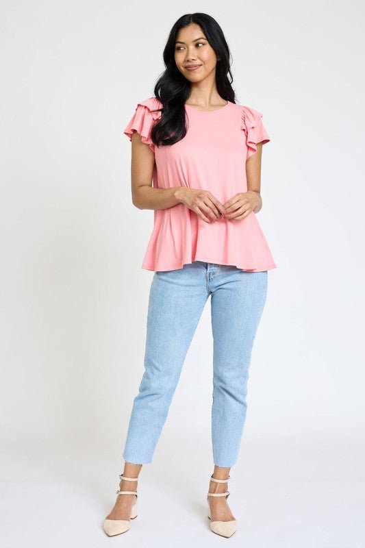 Spring Double Ruffle Sleeve Top - Robbi & Angel