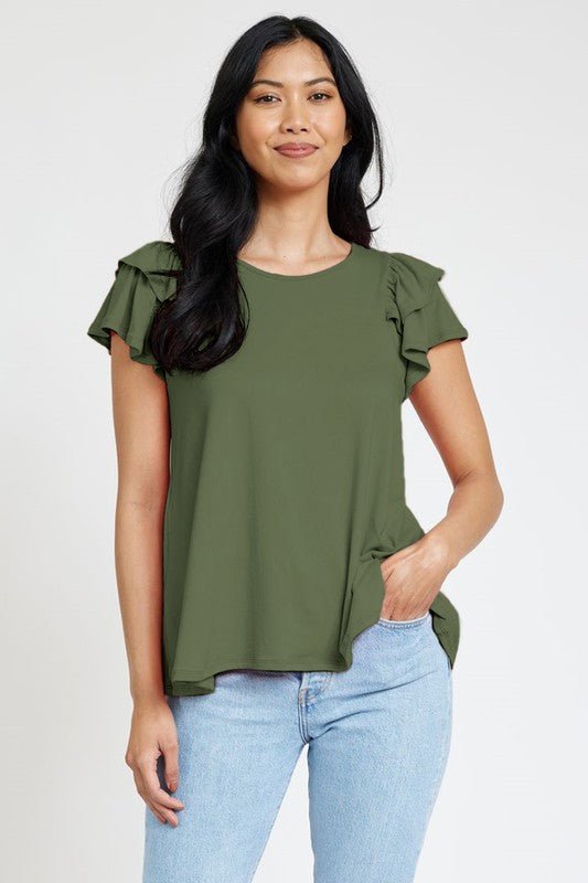 Spring Double Ruffle Sleeve Top - Robbi & Angel