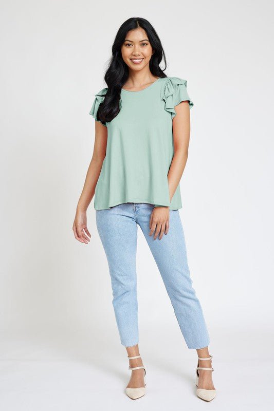 Spring Double Ruffle Sleeve Top - Robbi & Angel