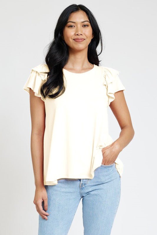 Spring Double Ruffle Sleeve Top - Robbi & Angel