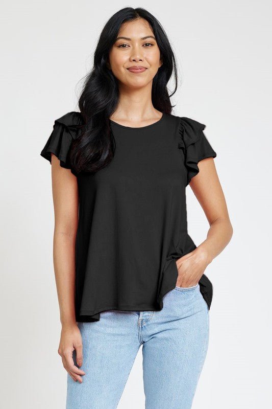 Spring Double Ruffle Sleeve Top - Robbi & Angel