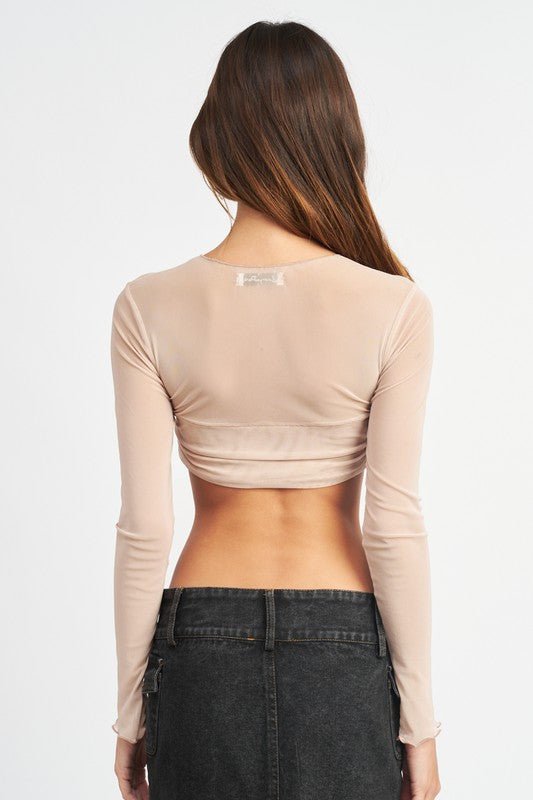 CREW NECK RUCHED BUST CROP TOP - Robbi & Angel