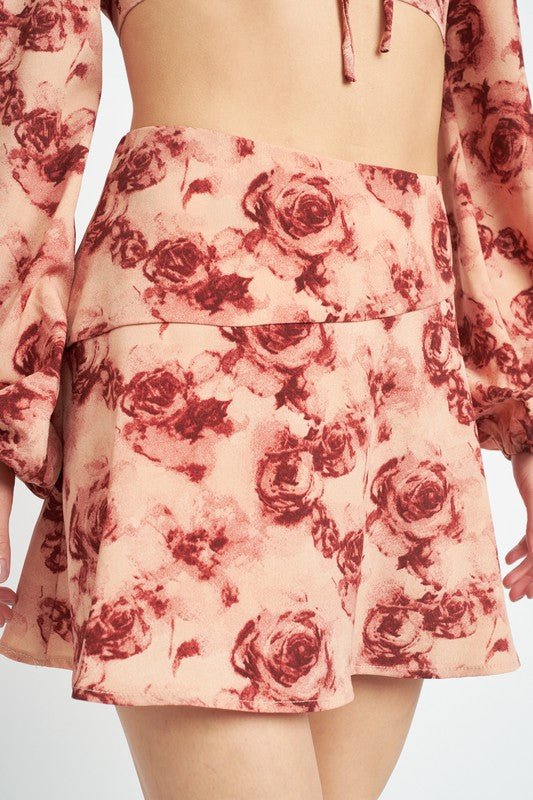 FLORAL FLARED MINI SKIRT - Robbi & Angel