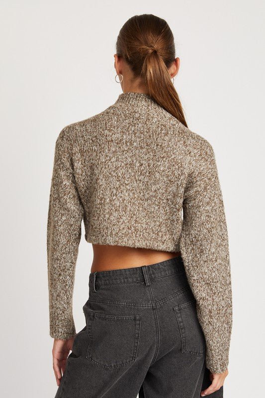 CONTRASTED TURTLE NECK CROP TOP - Robbi & Angel