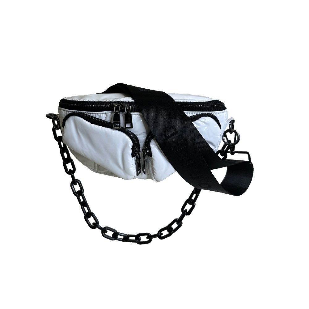 Rachel Double Pocket Puffy Sling/Waist Bag w/Black Resin Cha - Robbi & Angel