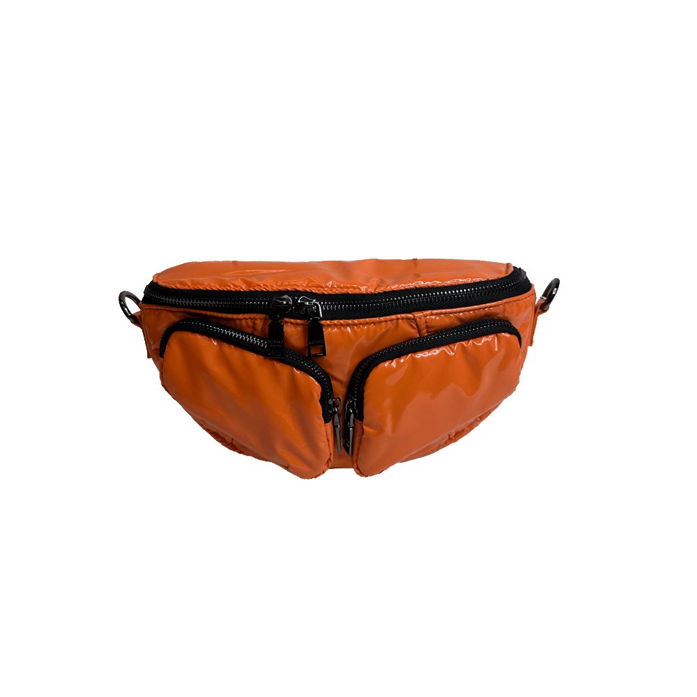 Rachel Double Pocket Puffy Sling/Waist Bag w/Black Resin Cha - Robbi & Angel