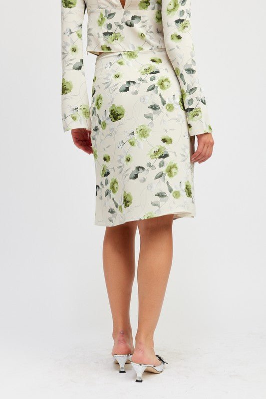 FLORAL MIDI SKIRT WITH FRONT DRAWSTRING - Robbi & Angel