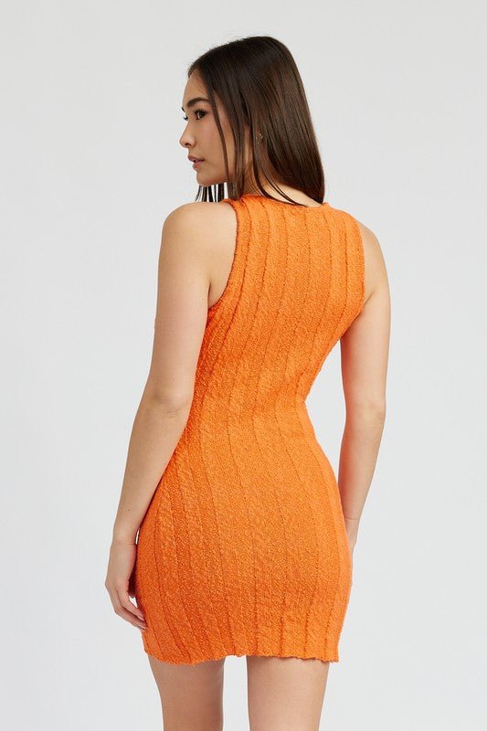 ROUND NECK FITTED MINI DRESS - Robbi & Angel