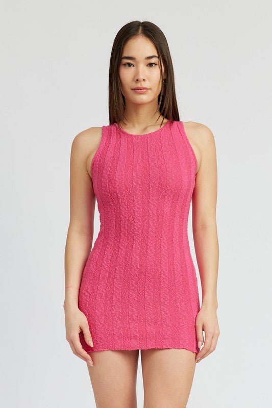 ROUND NECK FITTED MINI DRESS - Robbi & Angel