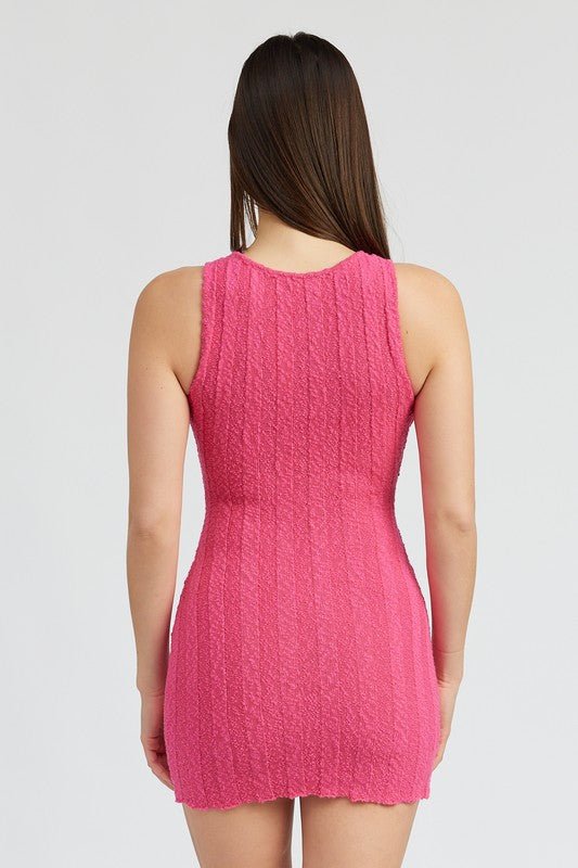 ROUND NECK FITTED MINI DRESS - Robbi & Angel