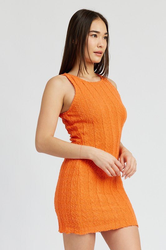 ROUND NECK FITTED MINI DRESS - Robbi & Angel