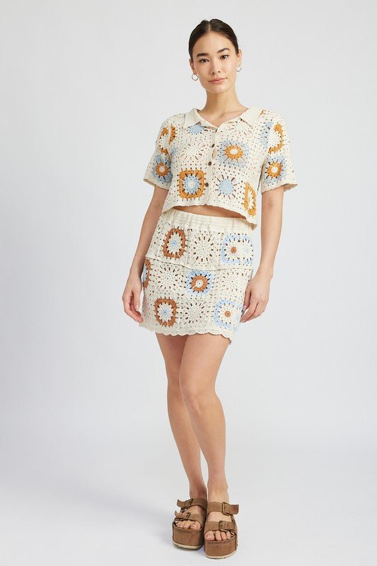 HIGH WAIST CROCHET MINI SKIRT - Robbi & Angel
