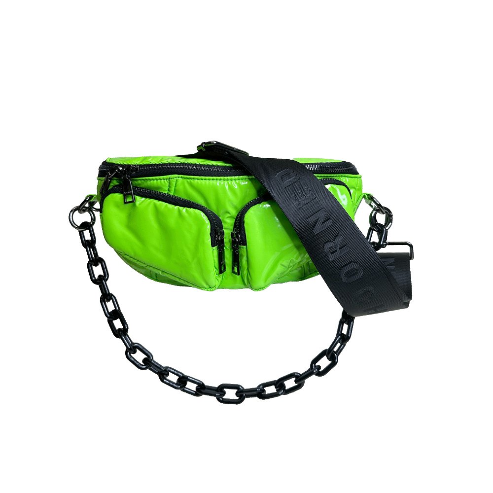 Rachel Double Pocket Puffy Sling/Waist Bag w/Black Resin Cha - Robbi & Angel
