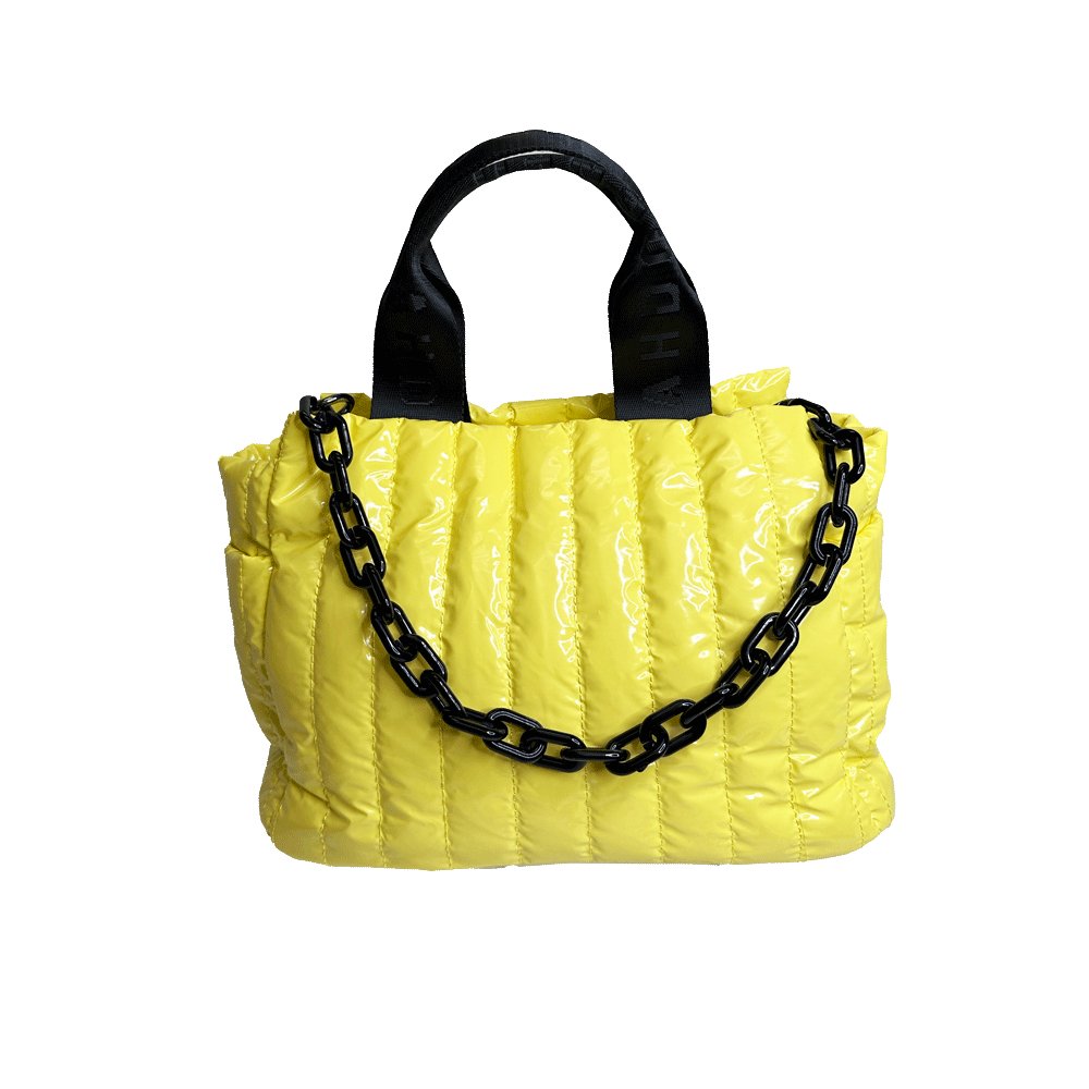Rosie Quilted Tote w/Black Resin Chain & 2" Adjustable Solid - Robbi & Angel