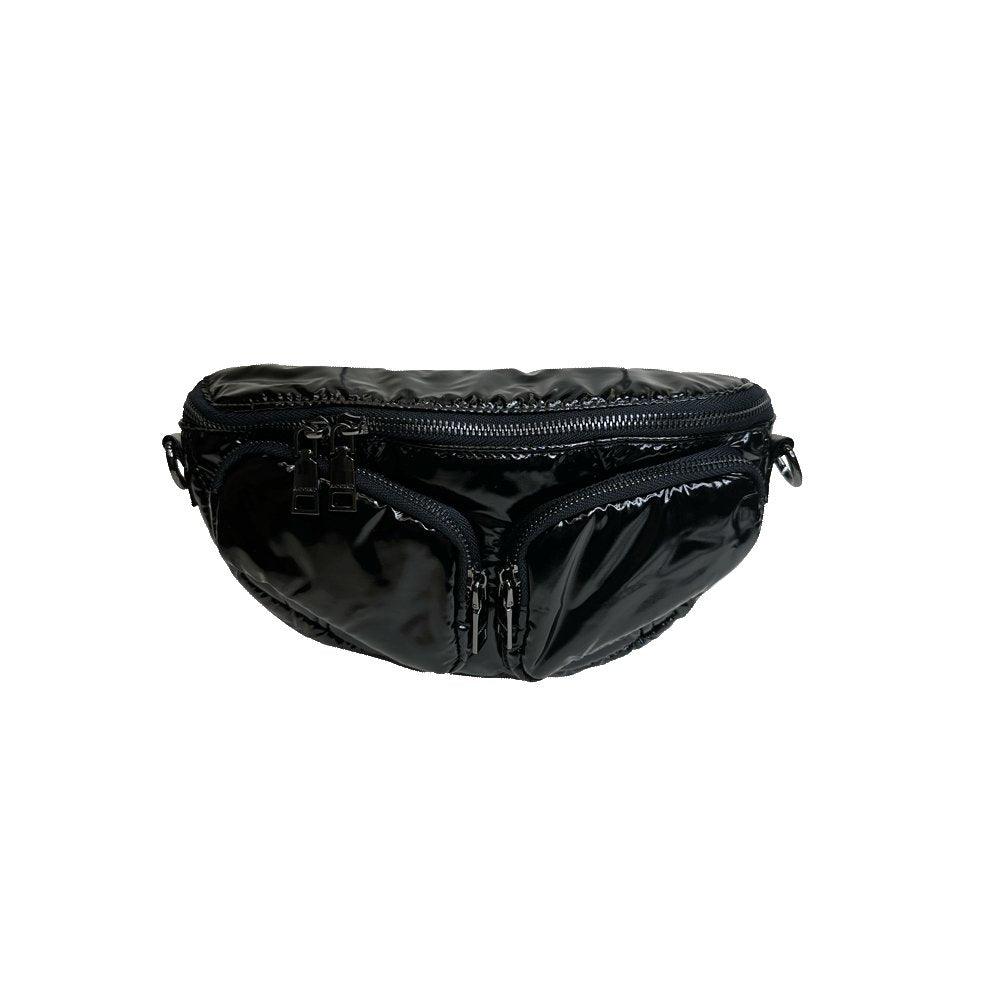 Rachel Double Pocket Puffy Sling/Waist Bag w/Black Resin Cha - Robbi & Angel