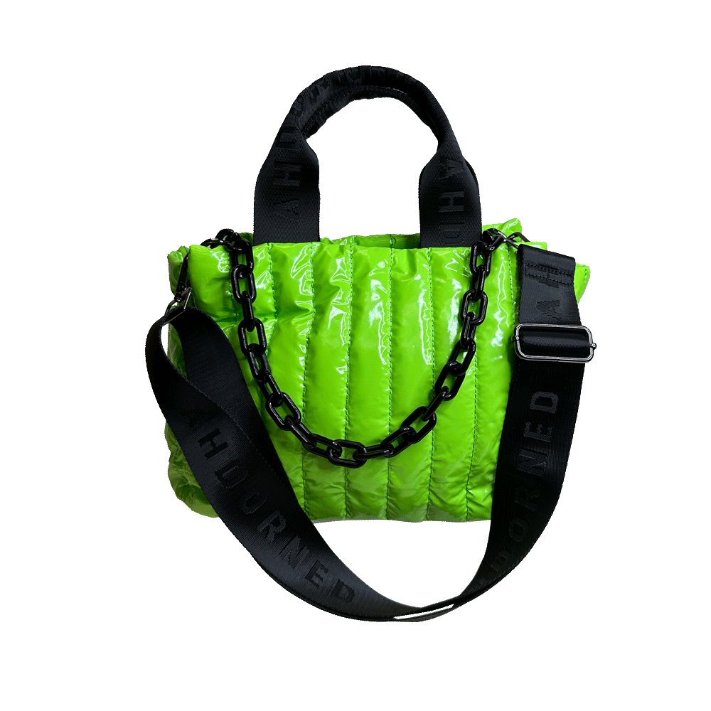 Rosie Quilted Tote w/Black Resin Chain & 2" Adjustable Solid - Robbi & Angel