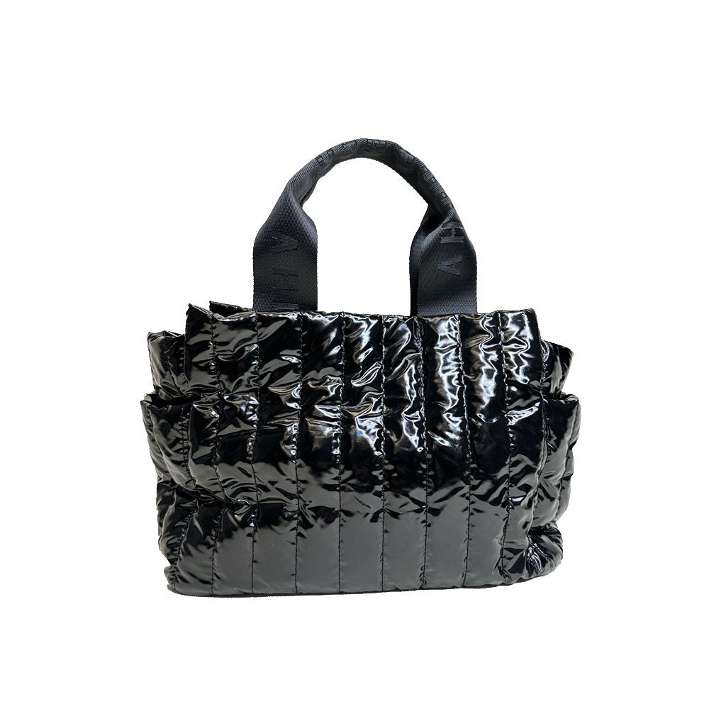 Rosie Quilted Tote w/Black Resin Chain & 2" Adjustable Solid - Robbi & Angel
