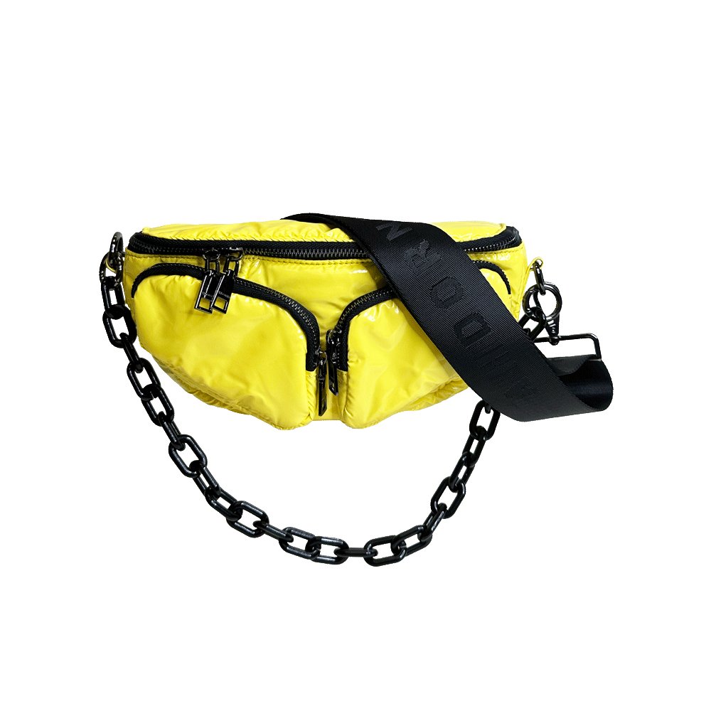Rachel Double Pocket Puffy Sling/Waist Bag w/Black Resin Cha - Robbi & Angel
