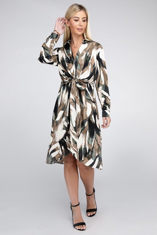 Multicolor Overlap Collared Dress - Robbi & Angel