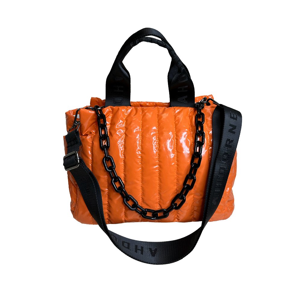 Rosie Quilted Tote w/Black Resin Chain & 2" Adjustable Solid - Robbi & Angel