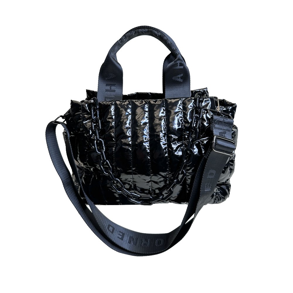 Rosie Quilted Tote w/Black Resin Chain & 2" Adjustable Solid - Robbi & Angel