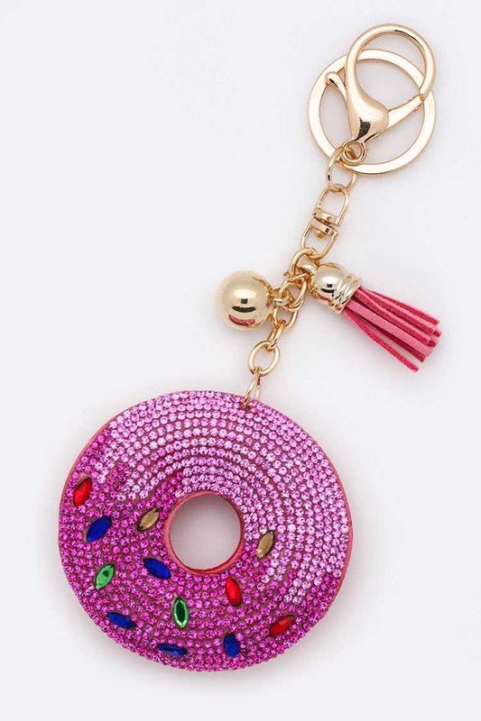 Crystal Donut Fashion Keychain Charm - Stylish Accessory - Robbi & Angel