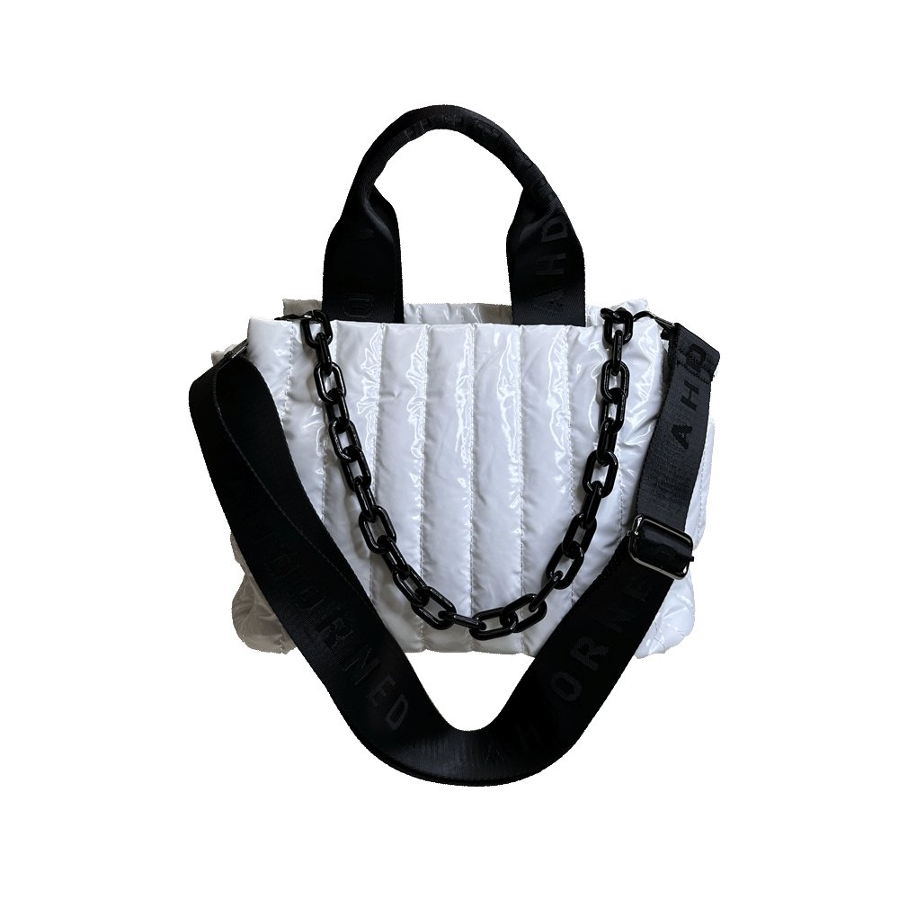 Rosie Quilted Tote w/Black Resin Chain & 2" Adjustable Solid - Robbi & Angel
