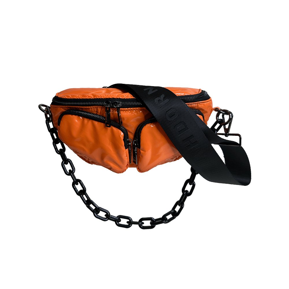 Rachel Double Pocket Puffy Sling/Waist Bag w/Black Resin Cha - Robbi & Angel