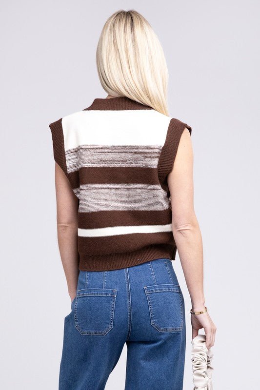 Striped Pattern Sweater Vest - Robbi & Angel