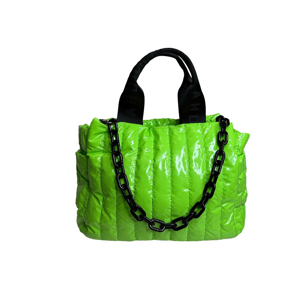 Rosie Quilted Tote w/Black Resin Chain & 2" Adjustable Solid - Robbi & Angel