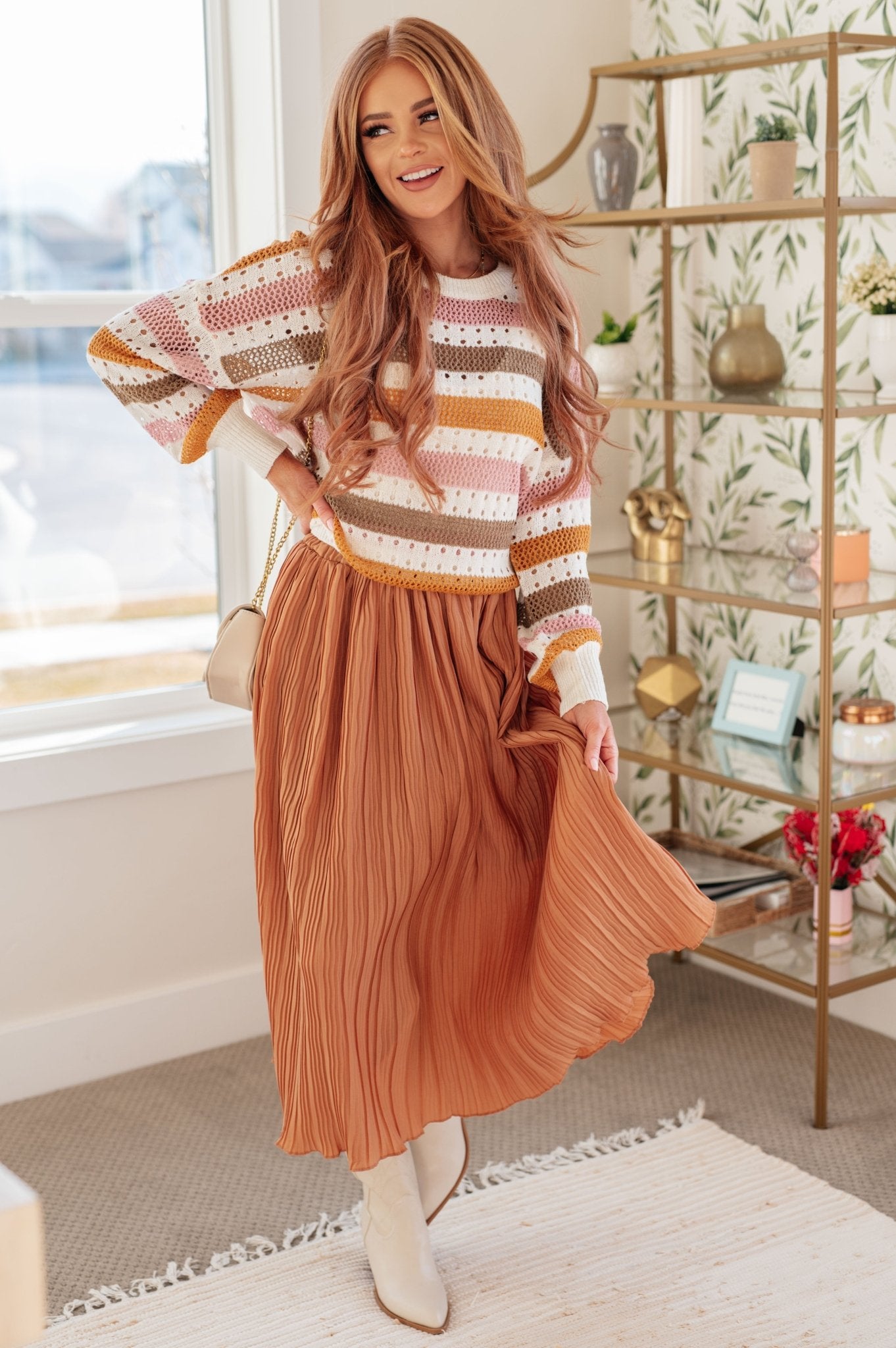 Are You Talking to Me Pleated Midi Skirt - Robbi & Angel