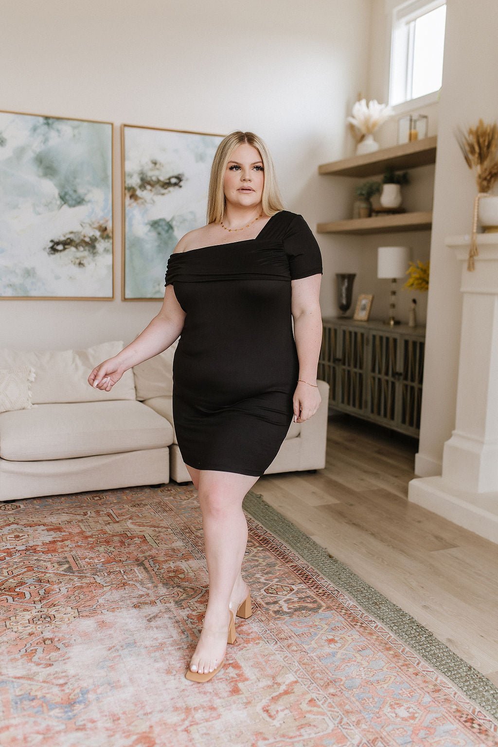 Head Over Heels Asymmetrical Neckline Dress - Robbi & Angel