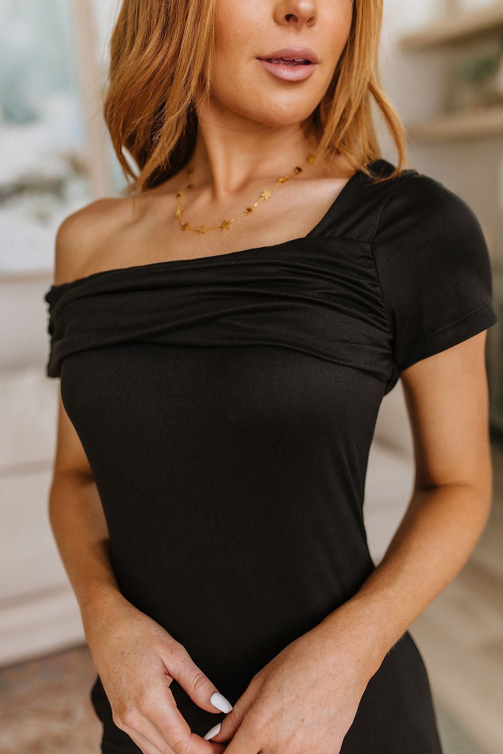 Head Over Heels Asymmetrical Neckline Dress - Robbi & Angel