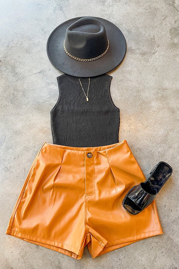 Felicity Chestnut Leather Shorts - Robbi & Angel