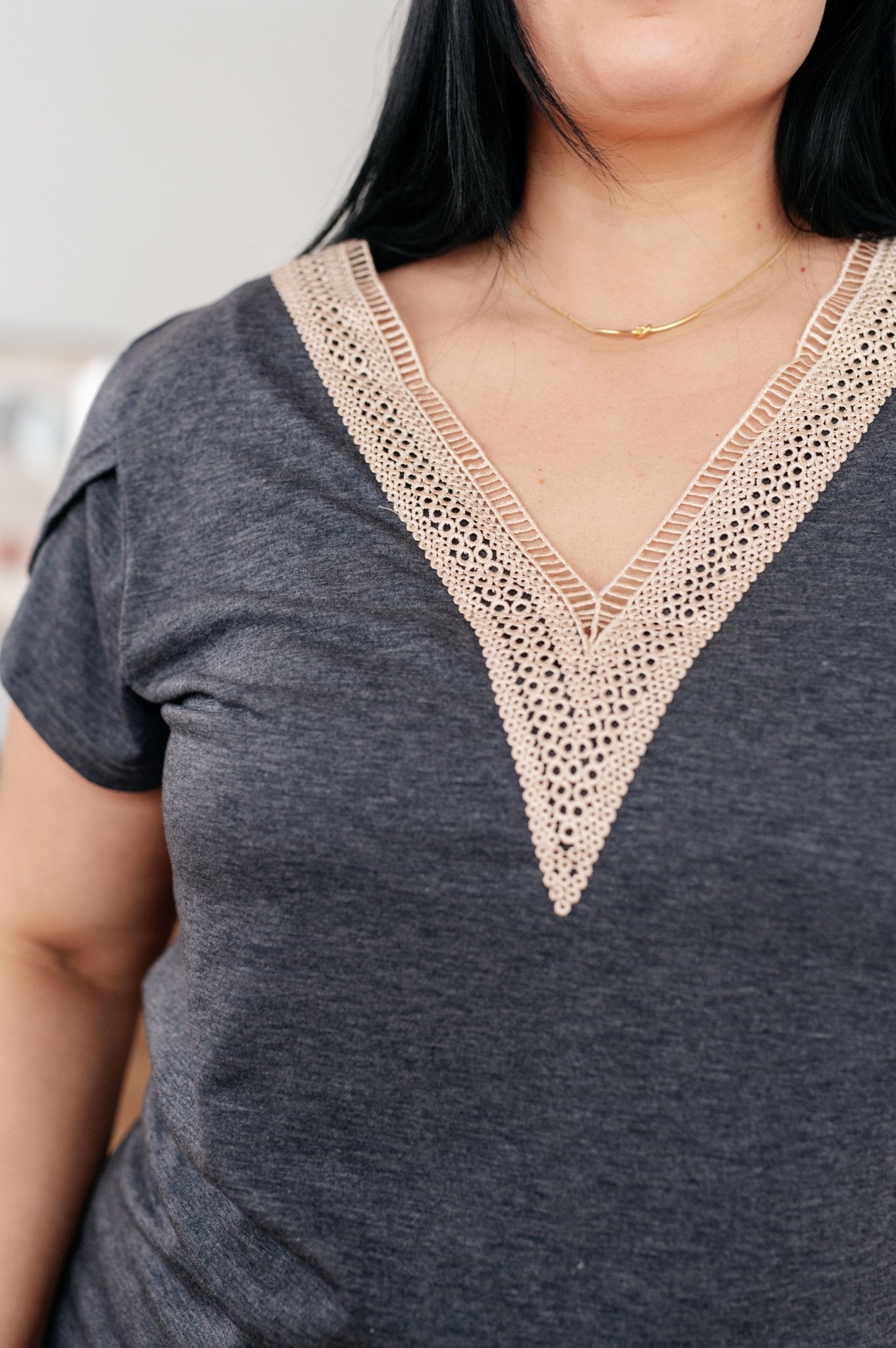 It's Elemental Lace Trim V-Neck Top - Robbi & Angel