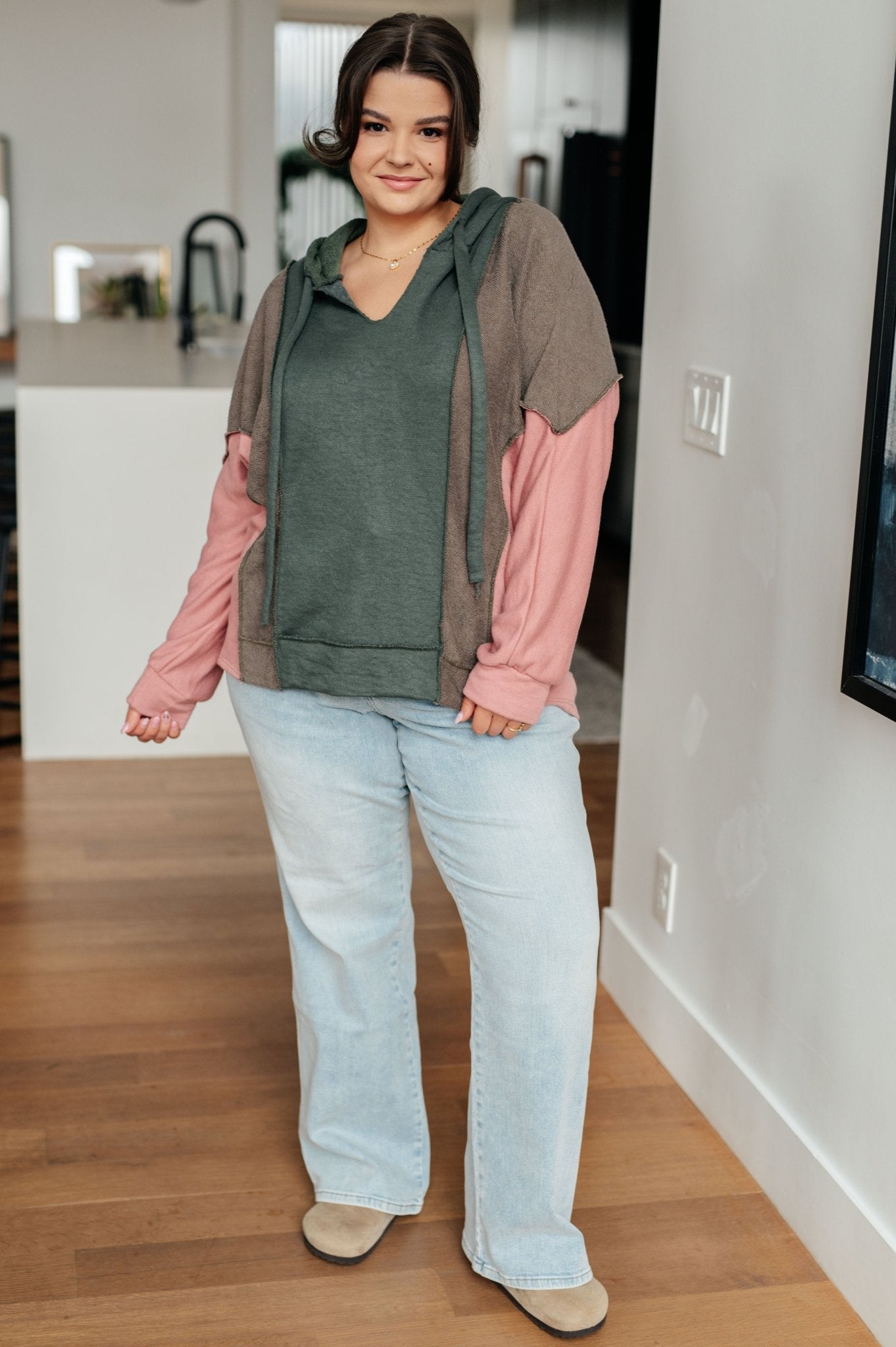 Message Me Back Color Block Hoodie - Robbi & Angel