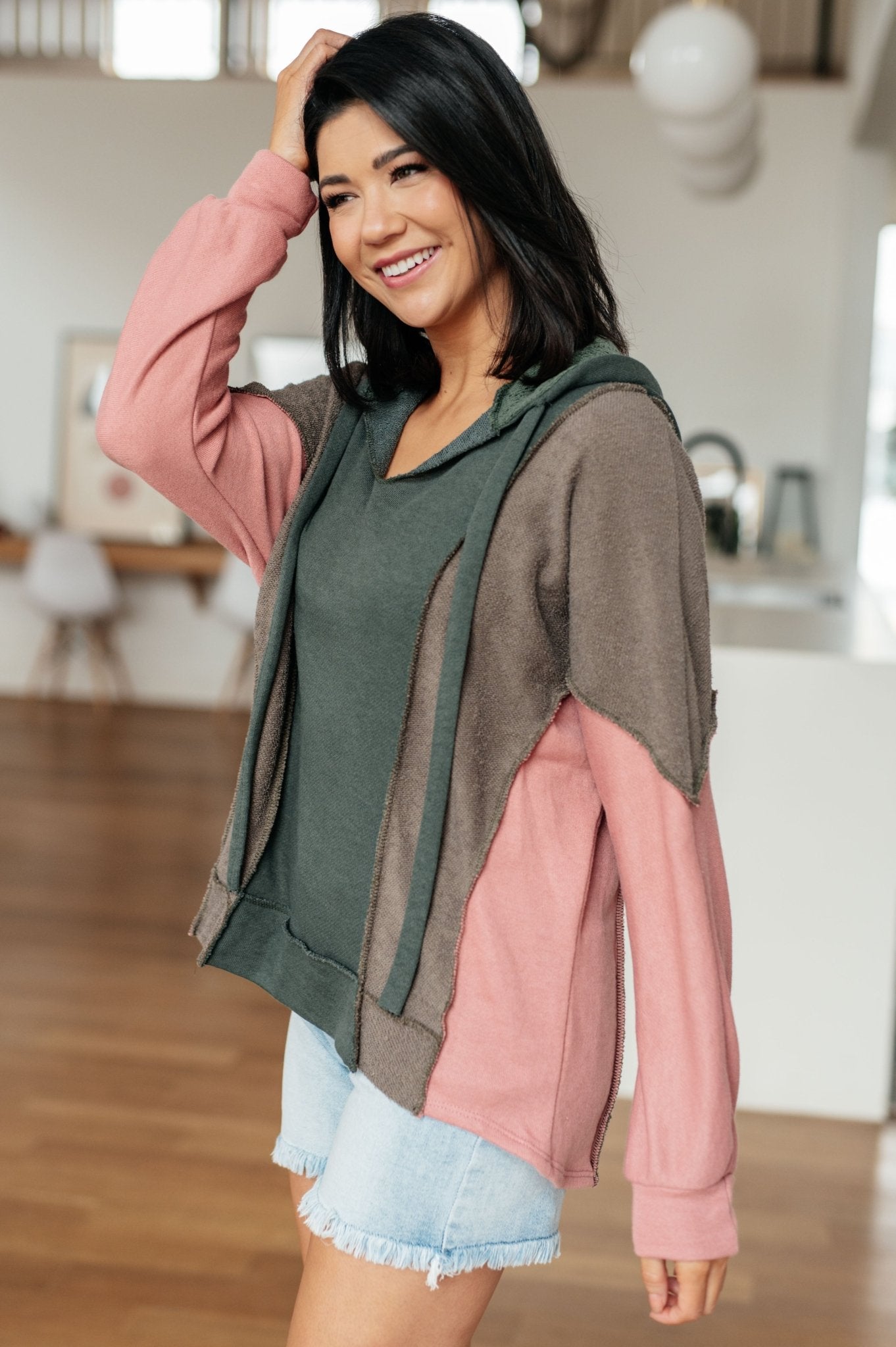 Message Me Back Color Block Hoodie - Robbi & Angel