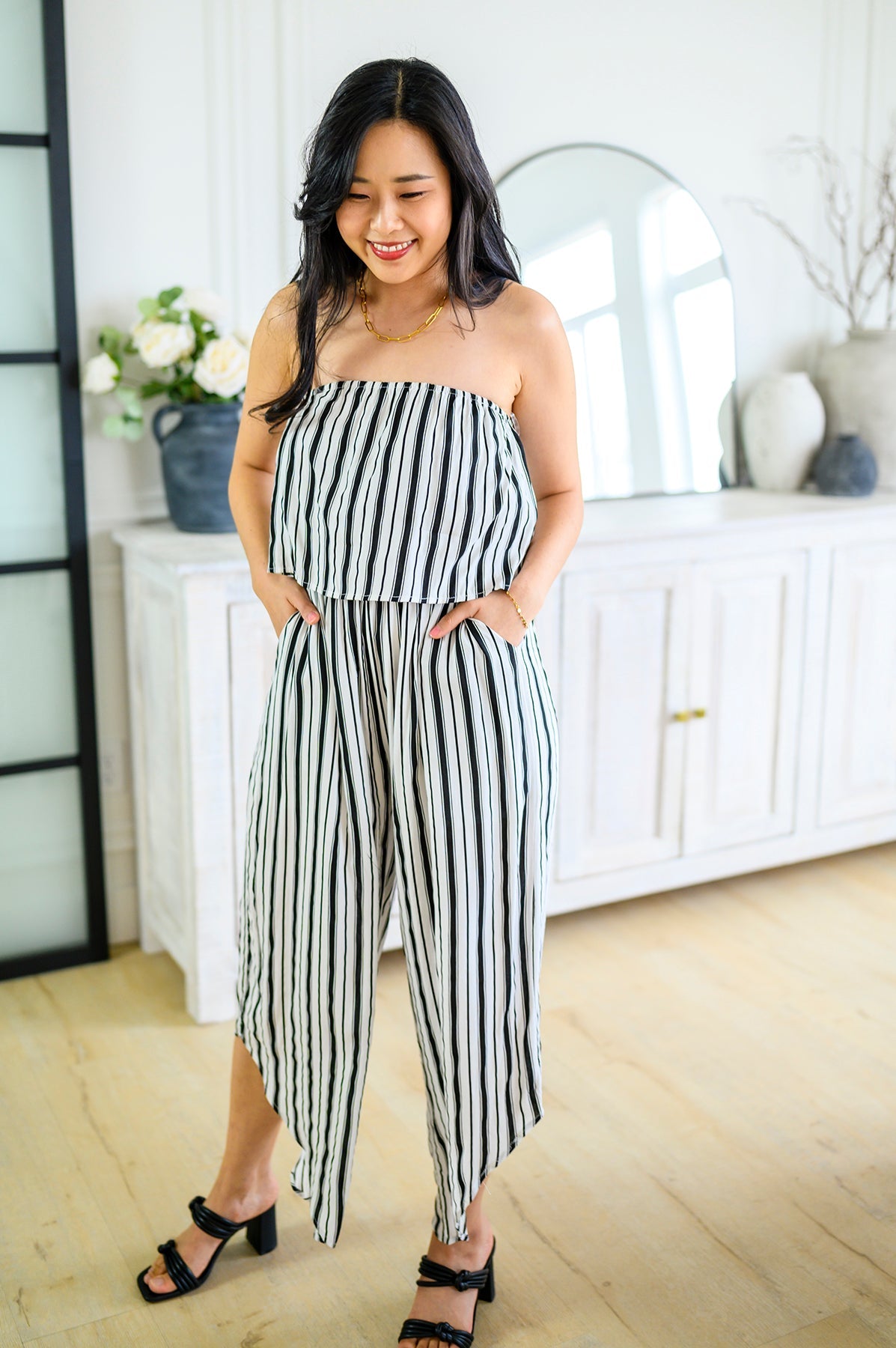 Modern Stripes Sleeveless Jumpsuit - Robbi & Angel
