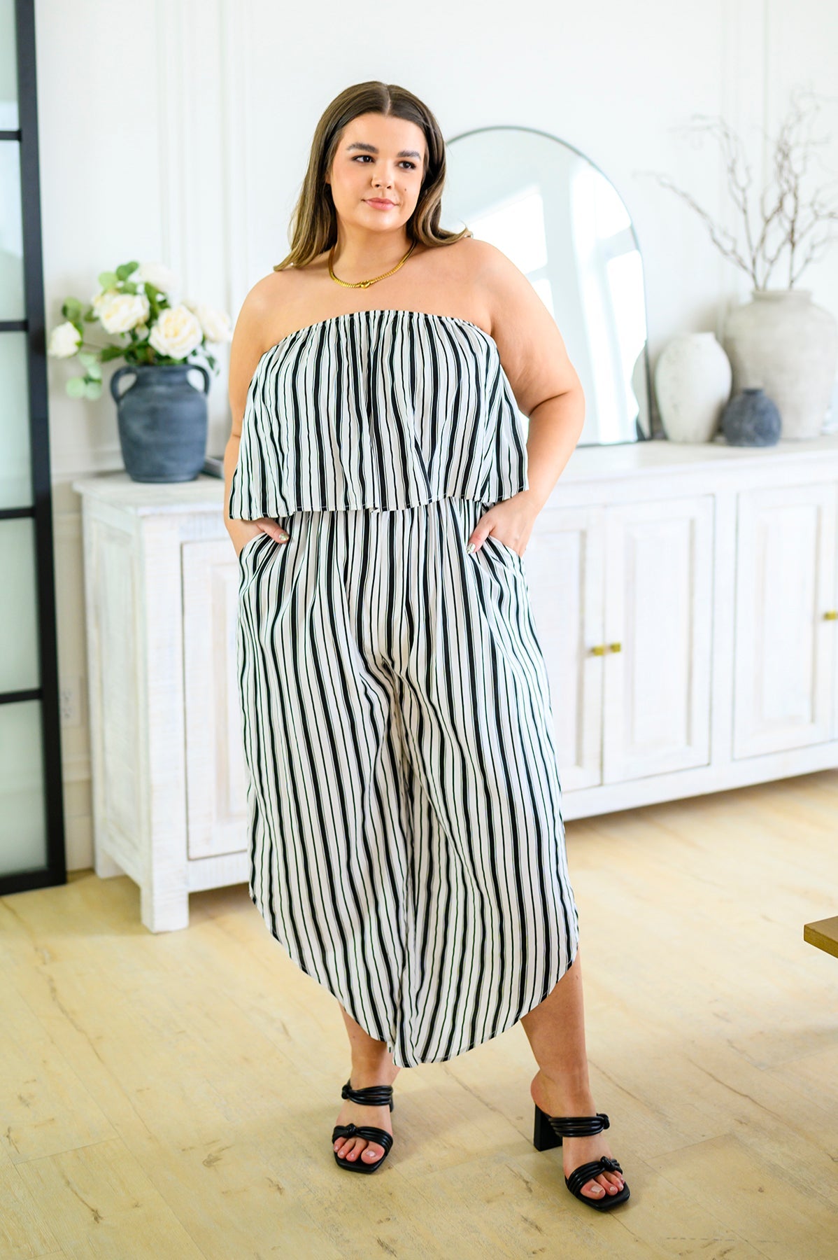 Modern Stripes Sleeveless Jumpsuit - Robbi & Angel