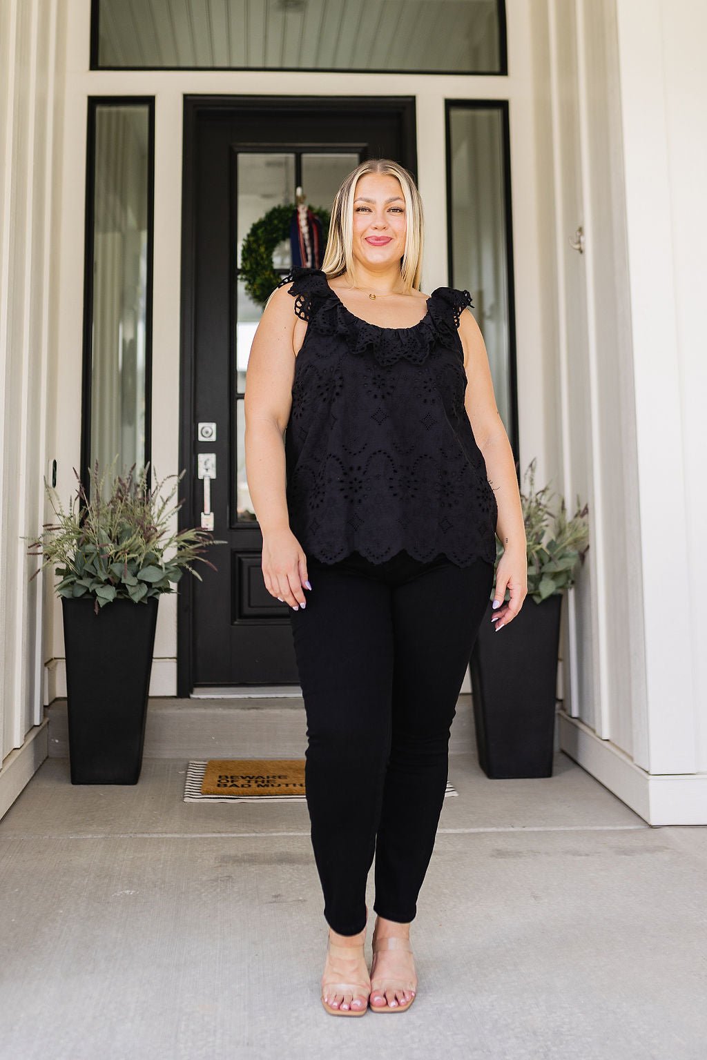 Parisian Stroll Lace Blouse in Black - Robbi & Angel
