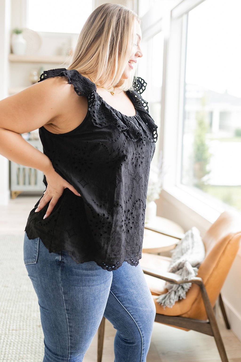 Parisian Stroll Lace Blouse in Black - Robbi & Angel
