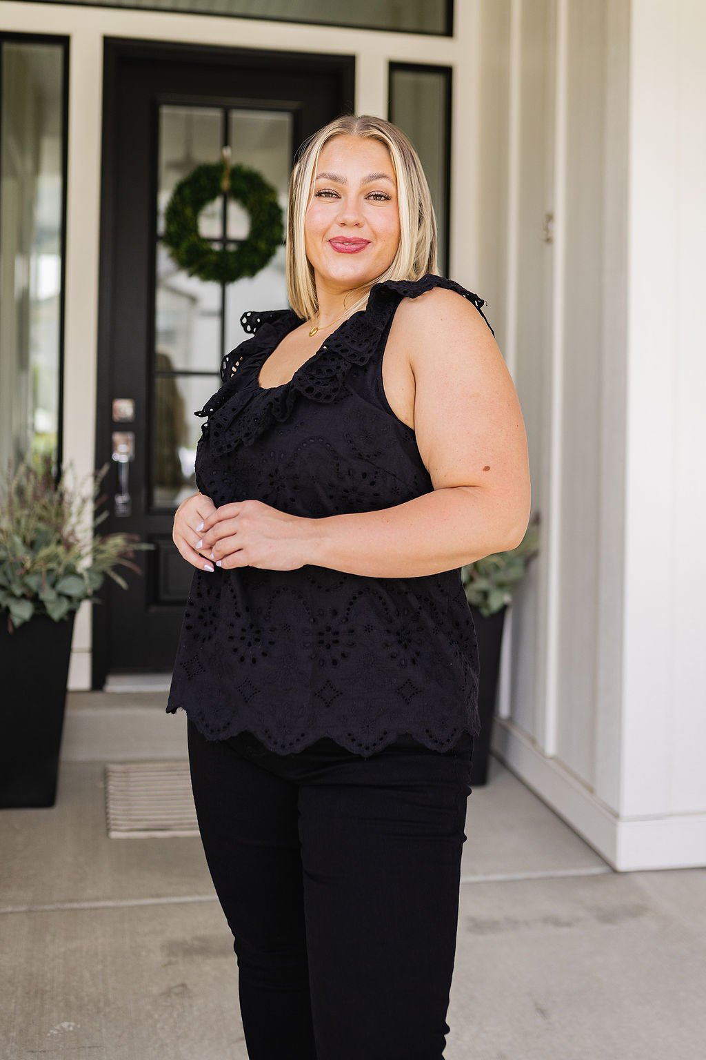 Parisian Stroll Lace Blouse in Black - Robbi & Angel