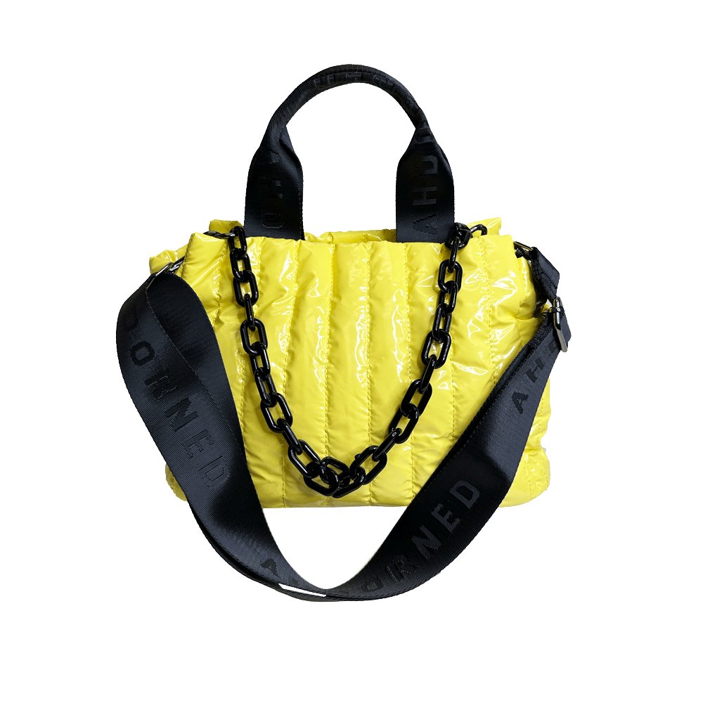 Rosie Quilted Tote w/Black Resin Chain & 2" Adjustable Solid - Robbi & Angel