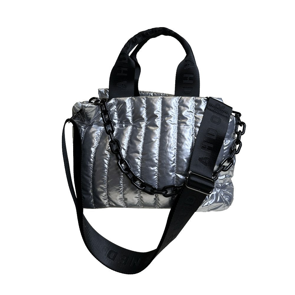 Rosie Quilted Tote w/Black Resin Chain & 2" Adjustable Solid - Robbi & Angel