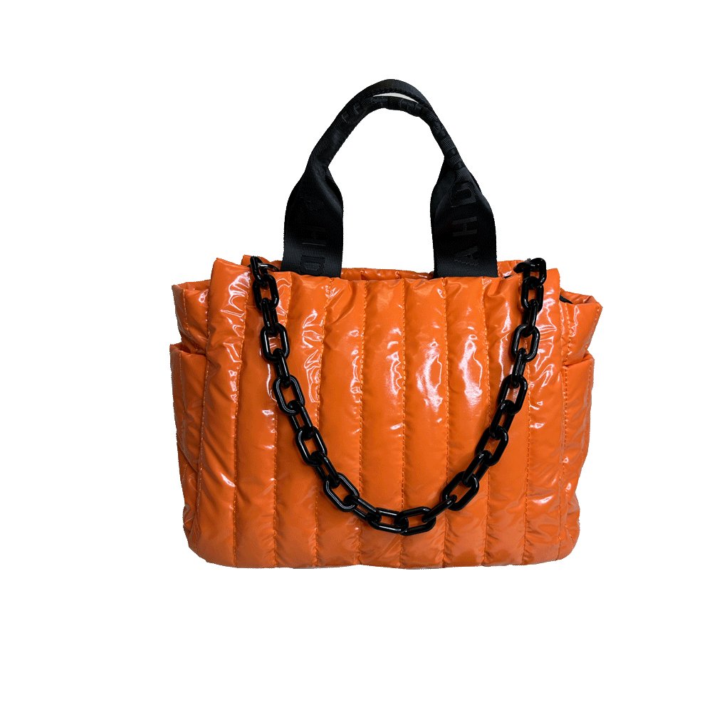 Rosie Quilted Tote w/Black Resin Chain & 2" Adjustable Solid - Robbi & Angel