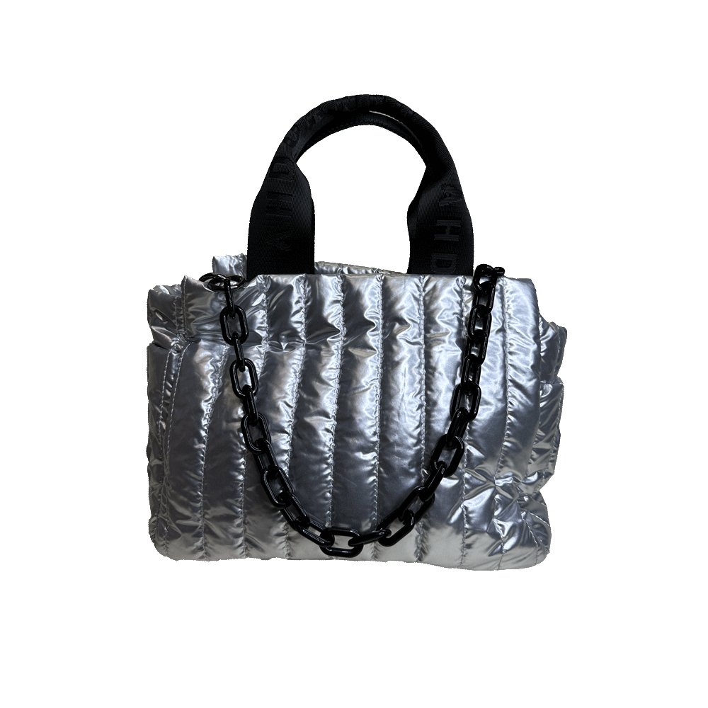 Rosie Quilted Tote w/Black Resin Chain & 2" Adjustable Solid - Robbi & Angel