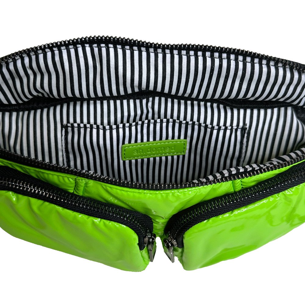 Rachel Double Pocket Puffy Sling/Waist Bag w/Black Resin Cha - Robbi & Angel